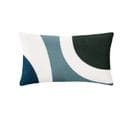 Coussin Décoratif Déhoussable En Coton Motifs Brodés Bleu 30 X 50 Cm