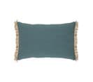 Coussin Décoratif Déhoussable En Coton Vert Jade Et Franges En Jute 38 X 58 Cm