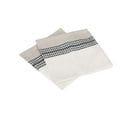 Lot De 2 Serviettes De Table En Coton Bicolore Beige Lin Et Blanc 40 X 40 Cm