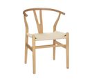 Chaise Fauteuil De Table En Bois Et Assise Corde Couleur Naturelle H 76 Cm