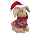 Déco De Noël Chiot Avec Pull Et Bonnet Multicolore 20 X 14 X H 43 Cm