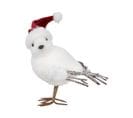 Déco De Noël Oiseau Blanc Avec Bonnet Rouge 13 X 8 X H 14 Cm