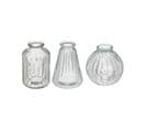 Lot De 3 Vases Soliflores En Verre Strié