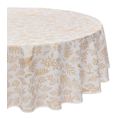 Nappe Ronde Anti-taches Blanche Imprimé Feuillage Doré D 180 Cm