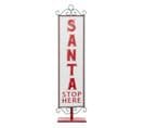 Déco De Noël Pancarte Santa En Métal Blanc Et Rouge H 86 Cm