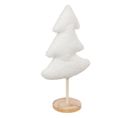 Déco De Noël Sapin En Bois Et Tissu Blanc à Bouclettes L 19 X H 35 Cm