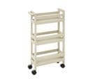 Desserte Roulante 3 Niveaux Beige Lin H 75 Cm Idéale Pour Les Petits Espaces