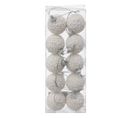 Déco De Sapin Kit 10 Boules De Noël  D 4 Cm Bille Blanc Pailleté