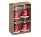 Déco De Sapin Lot De 4 Cloches Rouge Et Blanc