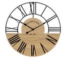 Grand Pendule Murale En Bois Et Métal Esprit Loft D 70 Cm