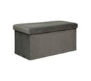 Pouf Pliant Et Coffre De Rangement En Tissu Gris 76 X 38 Cm