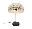 Lampe à Poser En Métal Noir Et Abat-jour En Rotin H 41.5 Cm