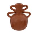 Vase Amphore En Céramique Marron Cannelle H 20 Cm