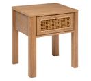 Table D'appoint Table De Chevet 1 Tiroir En Bois Et Rotin H 52.5 Cm