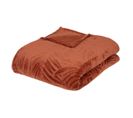 Plaid Flanelle Terracotta Motifs Tropicaux 180 X 230 Cm