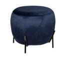 Pouf En Velours Bleu Et Pieds En Métal D 44 X H 35 Cm