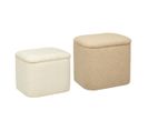 Lot De 2 Poufs Coffres De Rangement En Tissu à Bouclettes Beige Et Blanc Ivoire