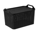 Panier Ajouré Plastique Avec Couvercle 24l Noir