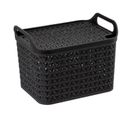 Panier Ajouré Plastique Avec Couvercle 12l Noir