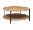 Table Basse 2 Plateaux En Métal Et Bois D 90 X H 42,5 Cm