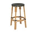 Tabouret De Bar En Rotin Et Assise Bicolore Noir et Blanc H 66 Cm