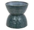 Pot Forme Sablier En Céramique Émaillée Bleu D 19 X H 18 Cm