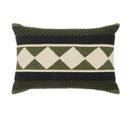 Coussin Décoratif En Coton Vert Kaki Noir Et Blanc Motifs En Relief 38 X 58 Cm