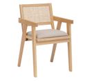 Fauteuil Chaise De Table En Bois Naturel Et Cannage En Rotin