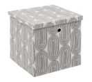 Boite De Rangement Avec Couvercle 31 X 31 X 31 Cm Tissu Gris et Blanc