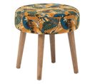 Tabouret Ocre Motifs Feuilles H40 Sango Atmosphera - Ocre