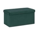 2 En 1 Pouf Pliant Double Et Coffre De Rangement Velours Vert Cèdre 76 X H 38 Cm