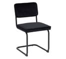 Chaise De Table En Velours Noir Et Pieds En Acier Noir