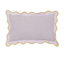 Coussin Décoratif Lilas Bordure Dentelée Et Brodée 35 X 55 Cm