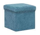 2 En 1 Pouf Pliant Et Coffre De Rangement Bleu 40 X 39 Cm