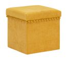 2 En 1 Pouf Pliant Et Coffre De Rangement Jaune Ocre 40 X 39 Cm