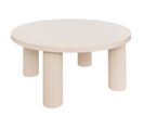 Table Basse Ronde Beige Finition Mat Et Pieds Effet Cannelé D. 70 X H. 35 Cm