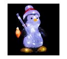 Déco Lumineuse Pingouin Pêcheur 30 LED Blanc Froid  H 25 Cm