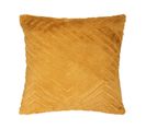 Coussin Déhoussable Ocre En Fourrure Motif En Relief  45 X 45 Cm