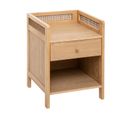 Table D'appoint Table De Chevet 1 Tiroir En Bois Et Cannage En Rotin H 55 Cm