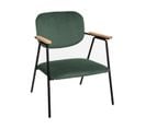 Fauteuil En Velours Vert Et Accoudoirs En Bois