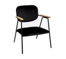 Fauteuil En Velours Noir Et Accoudoirs En Bois