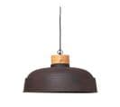 Luminaire Suspension En Métal Aspect Vieilli Et Bois De Manguier D 57 Cm