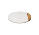 Plateau Tournant En Marbre Blanc Et Bois De Manguier D 30.5 Cm