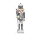 Déco De Noël Figurine Casse Noisette En Bois Blanc Et Argent  H 25 Cm