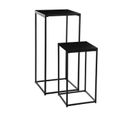 Lot De 2 Sellettes Tables D'appoint En Métal Noir