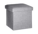 2 En 1 Pouf Pliant Et Coffre De Rangement Gris Clair Aspect Lin 38 X 38 Cm