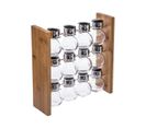 Rack à Épices Support En Bambou Et Métal Avec 12 Pots En Verre Double Bec Verseur