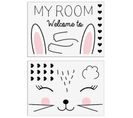 Lot De 2 Stickers Kids "lapin" 50x70cm Noir