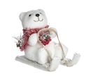 Déco De Noël Ours Blanc à Luge H 18 Cm