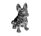 Objet Décoratif Bulldog En Céramique Argent H 22 Cm